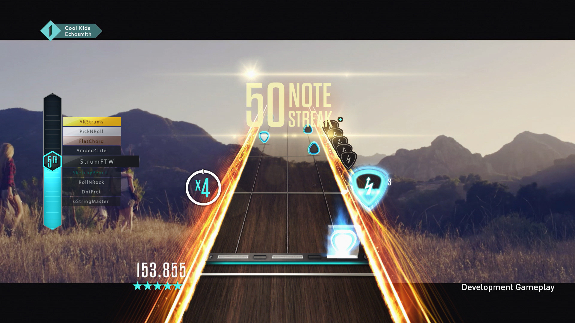 Hero Power dial-up activated in Guitar Hero Live on PS4, enhancing the score during gameplay.