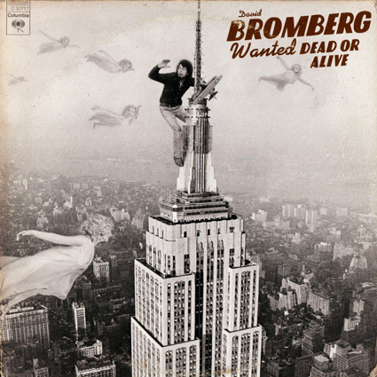 David Bromberg Wanted Dead or Alive Album Cover featuring a sepia toned image of David Bromberg against a rustic backdrop, hinting at the album's old west themes and musical eclecticism.