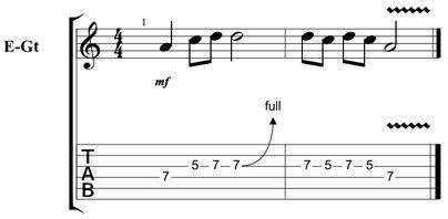 Easy guitar lick incorporating bend and release guitar technique