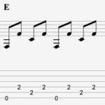 E chord boom-chick strumming pattern for Folsom Prison Blues guitar tab