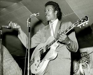 Chuck Berry playing his 1956 Gibson ES-350TN Photo by Irving Williamson