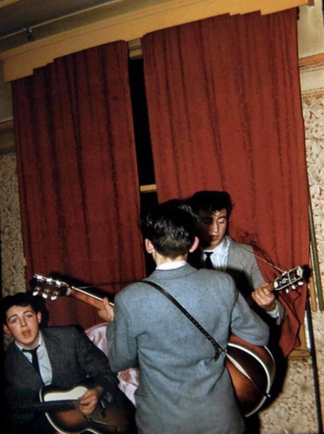 George Harrison with his 1958 Hofner President guitar