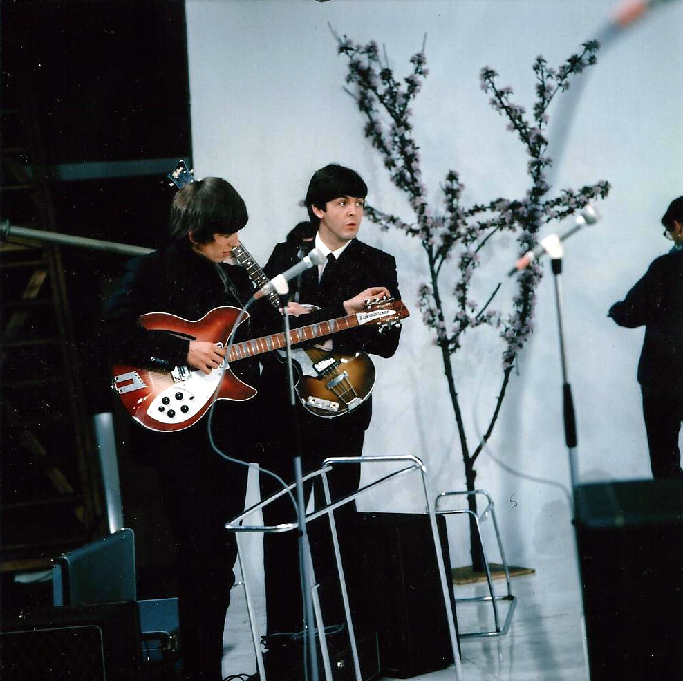 George Harrison playing his first Rickenbacker 360/12 guitar
