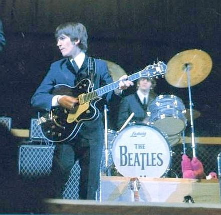 George Harrison with his second 1963 Gretsch 6122 Country Gentleman guitar