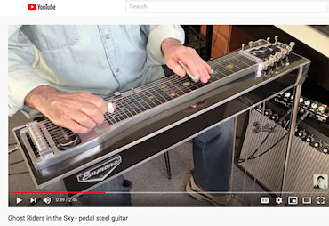 Doug Beaumier performing Ghost Riders in the Sky on his E9 pedal steel guitar, captivating audiences worldwide with his masterful rendition of the classic western song.