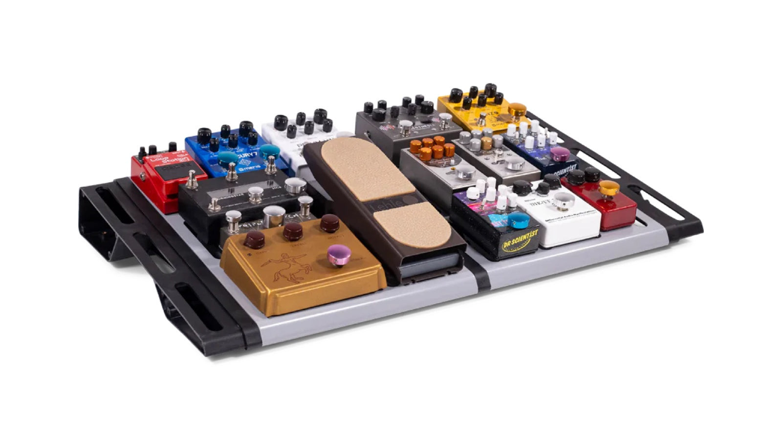 Gruv Gear LYNK Pedalboard, an expandable and lightweight present for guitar players with multiple effects pedals.