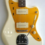 J Mascis Signature Squier Jazzmaster headstock featuring signature.
