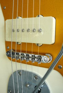 Squier J Mascis Jazzmaster vibrato arm and controls.