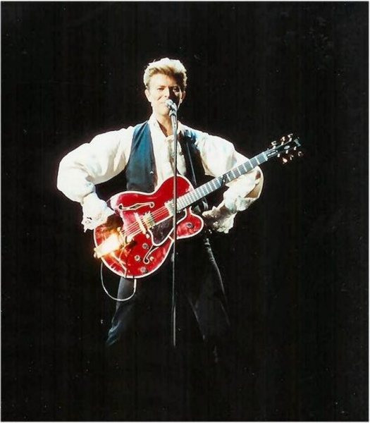 David Bowie playing his wine red Gretsch Chet Atkins Country Gentleman guitar