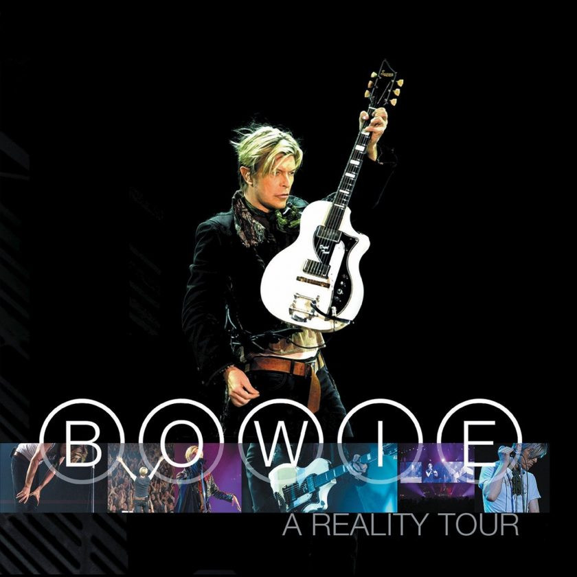 David Bowie's 'A Reality Tour' album cover featuring him with a Supro Dual Tone guitar
