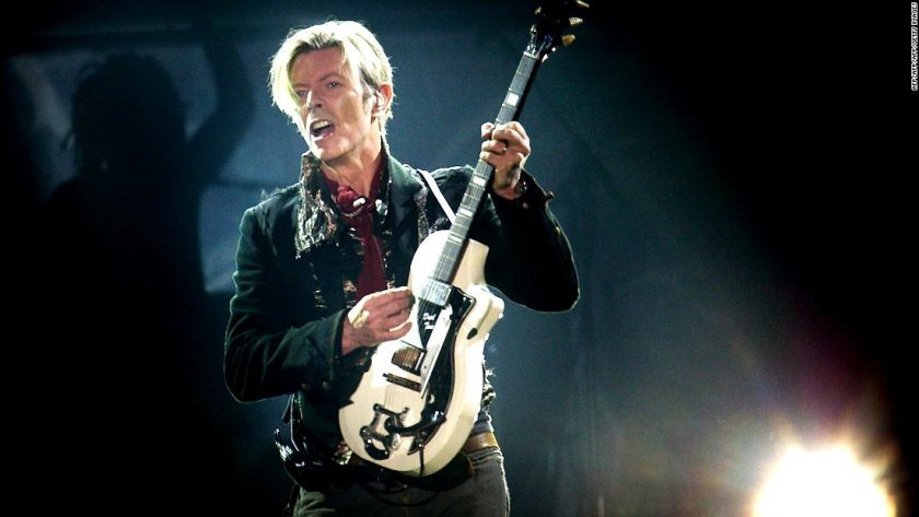 David Bowie playing his Supro Dual Tone guitar