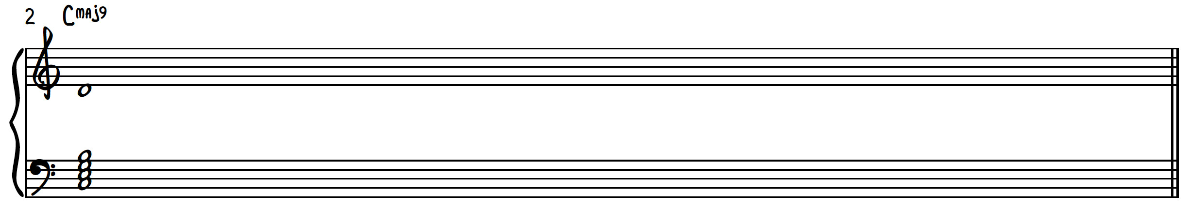 C Major 9 chord construction on piano