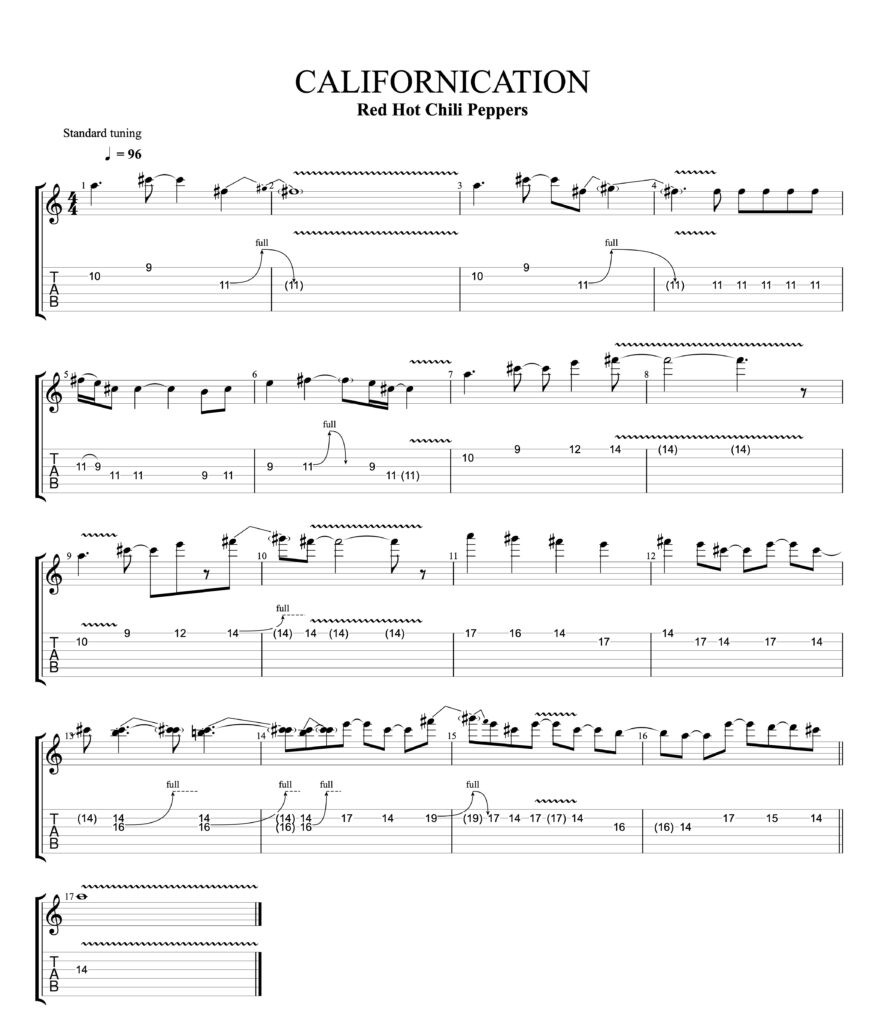 Californication Guitar Solo Tab by Red Hot Chili Peppers