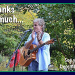 A photo of David Ippolito, That Guitar Man, smiling and holding his guitar, overlaid with "THANKS 2023"
