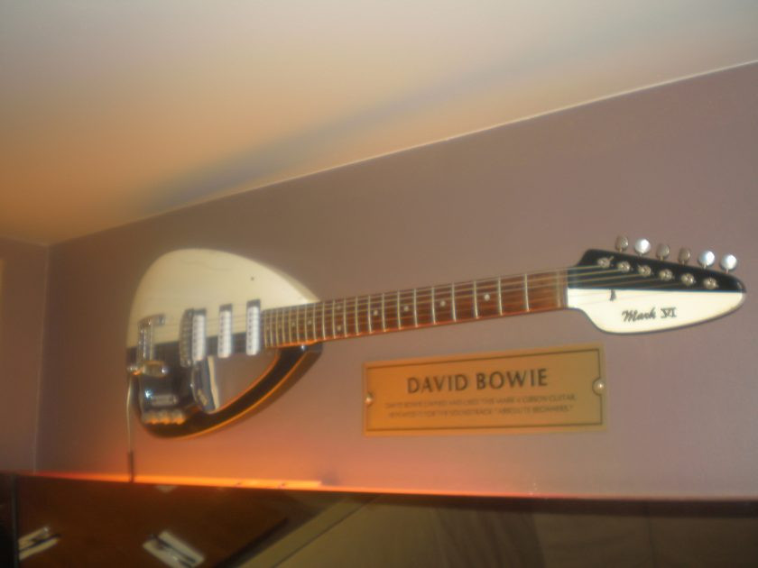 David Bowie's Vox Mark VI guitar on display at the Hard Rock Cafe in Warsaw