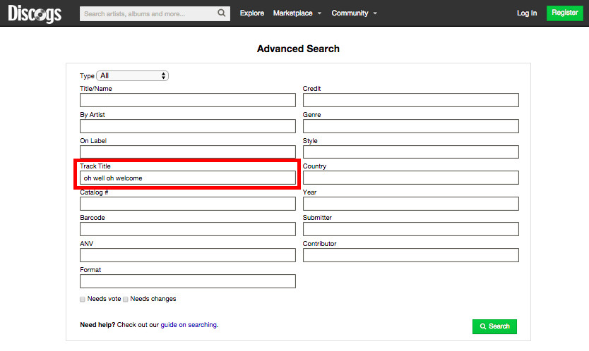 Discogs Advanced Search