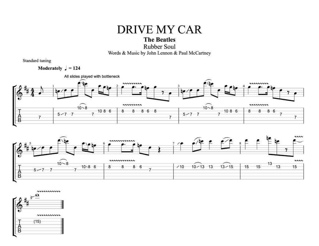 Drive My Car Guitar Solo Tab by The Beatles