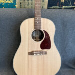 Gibson G-45 Studio Acoustic Guitar Review: A full shot of the Gibson G-45 Studio, showcasing its round shoulder dreadnought body shape and satin finish.