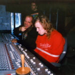 Jeff Healey, Ed Stasium, and JR enjoying a lighthearted moment during the "Hell To Pay" recording sessions in 1990