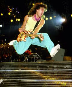 Eddie Van Halen shredding on his electric guitar