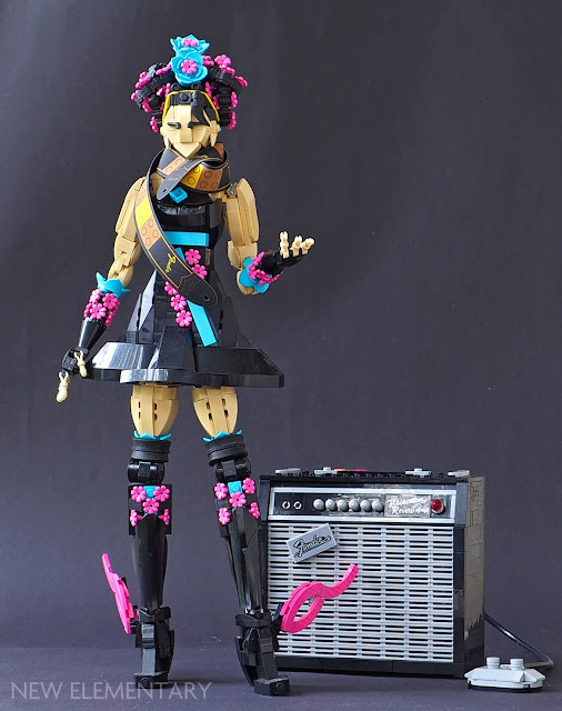 LEGO Fender Stratocaster and Amplifier with Figure Scale