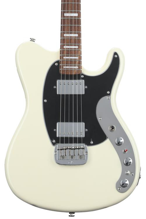 G&amp;L CLF Research Espada HH Active Electric Guitar Vintage White. Vintage White finish on a G&amp;L Espada HH Active, featuring active pickups for high-output tones and modern performance. A G&amp;L guitar designed for contemporary players.