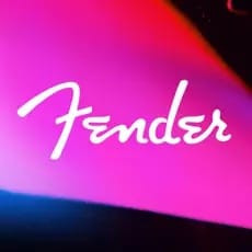 Fender Play app icon, a red play button with Fender logo