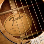 Close-up of Fender T-Bucket 400CE soundhole and rosette