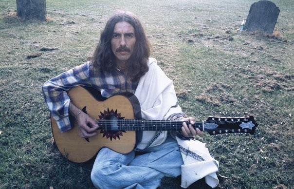 George Harrison with his Zemaitis &quot;Lotus&quot; 12-string acoustic guitar