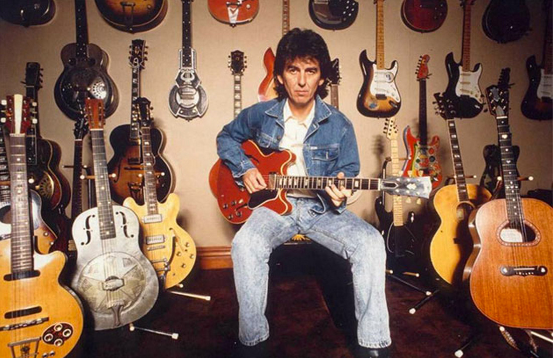George Harrison's guitar collection displayed in photos