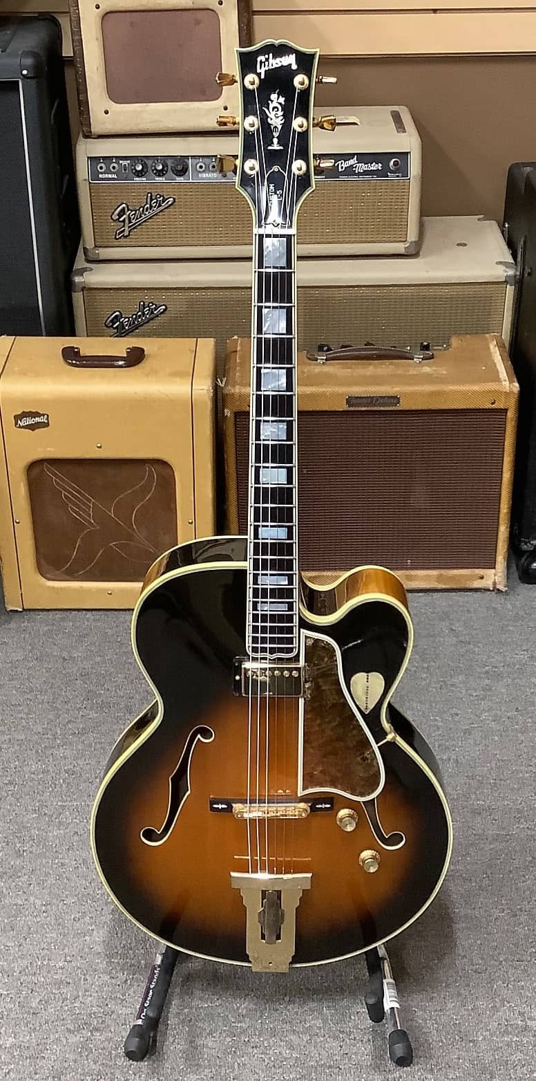A special run 1997 Gibson Custom Shop Wes Montgomery L5 guitar in sunburst finish, showcased at Norman's Rare Guitars.