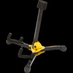 Hercules GS402BB mini electric bass guitar stand folded and ready for transport in its carrying bag