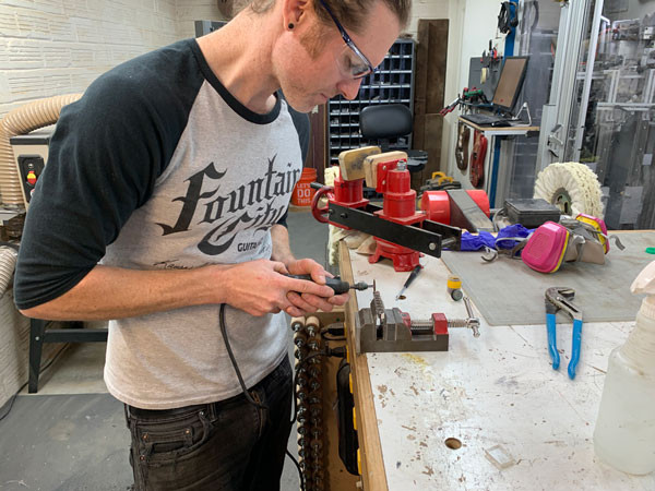 Side view of the bridge alignment on the Gibson Dove