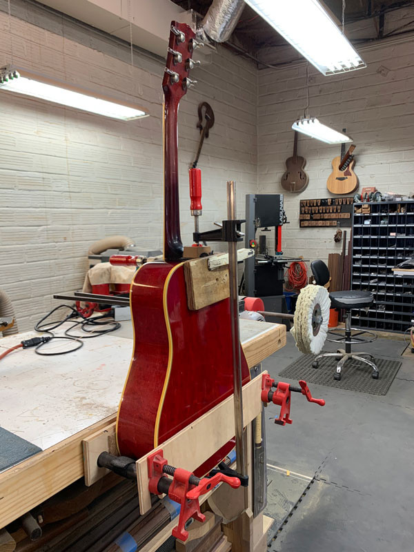 Gibson Dove neck re-glued and clamped