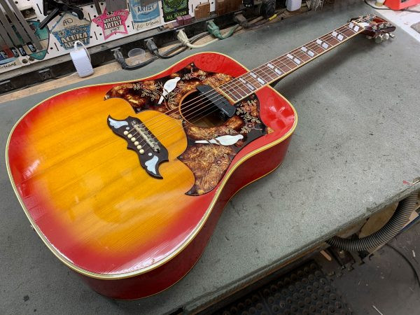 Final shot of the revitalized 1968 Gibson Dove guitar