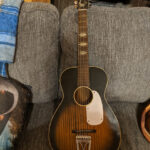 Stella guitar headstock with tuning pegs
