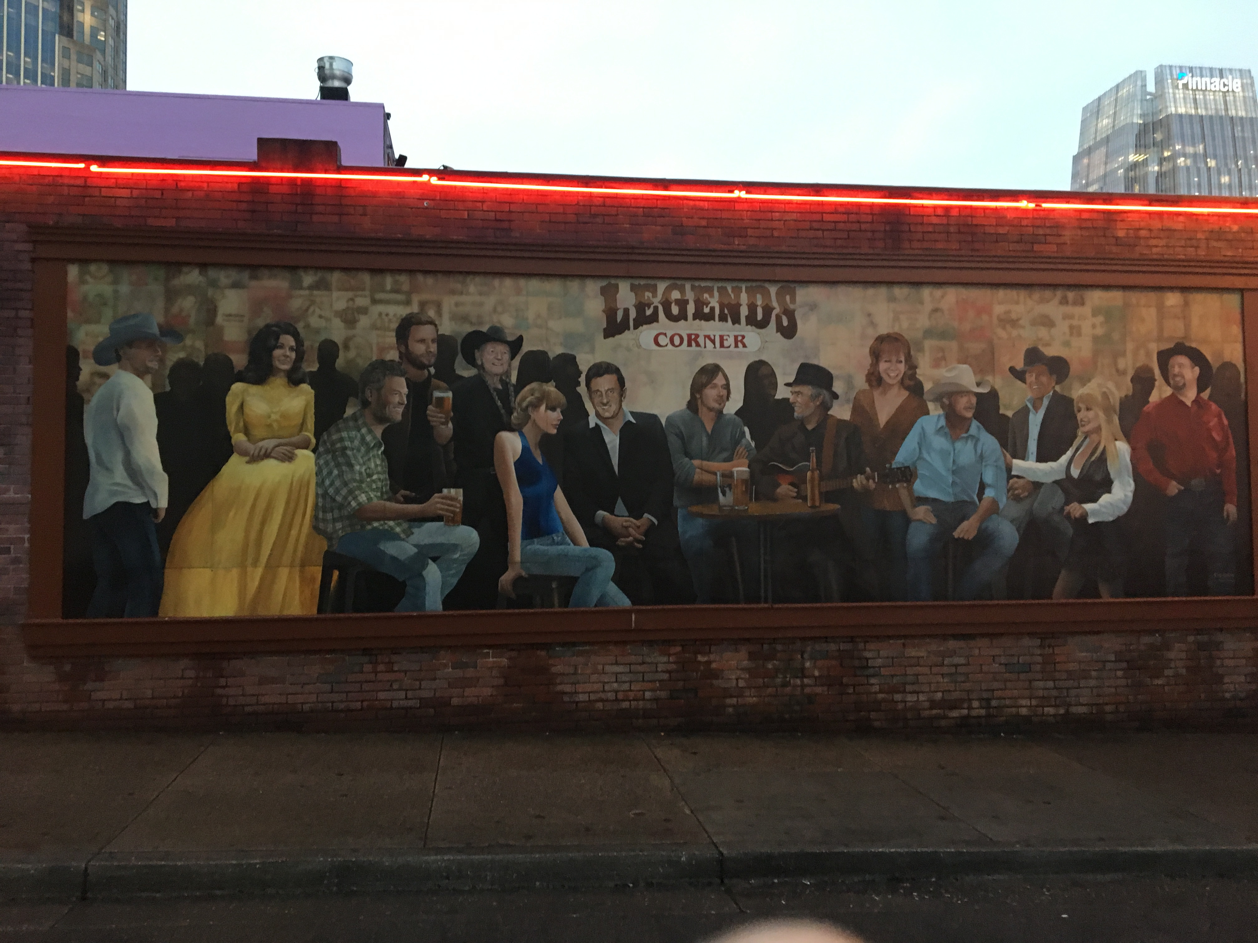 Mural of country music legends in Nashville near Ryman Auditorium
