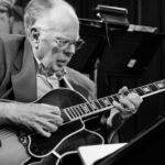 Jack Petersen on guitar with the Mike Vax Sextet at The Nash Jazz Club - Joseph Berg Photography