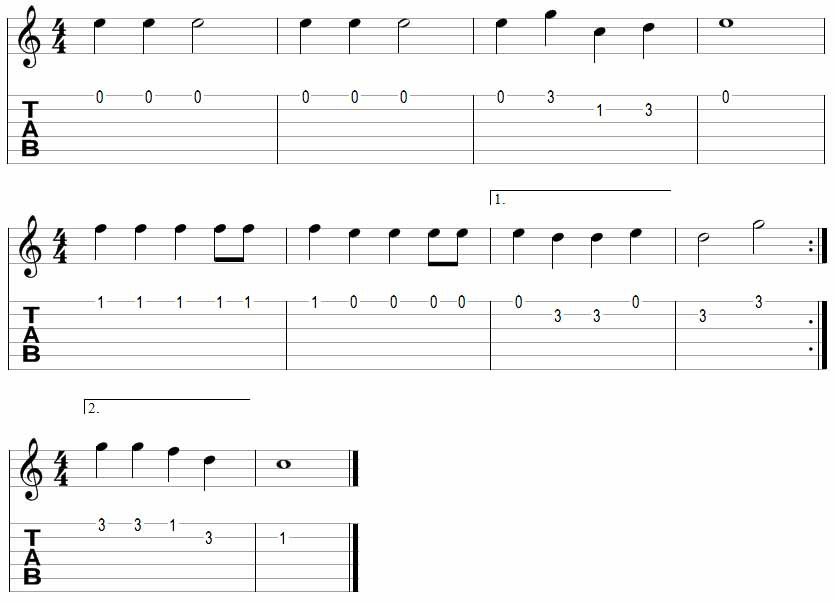 Jingle Bells Guitar TAB