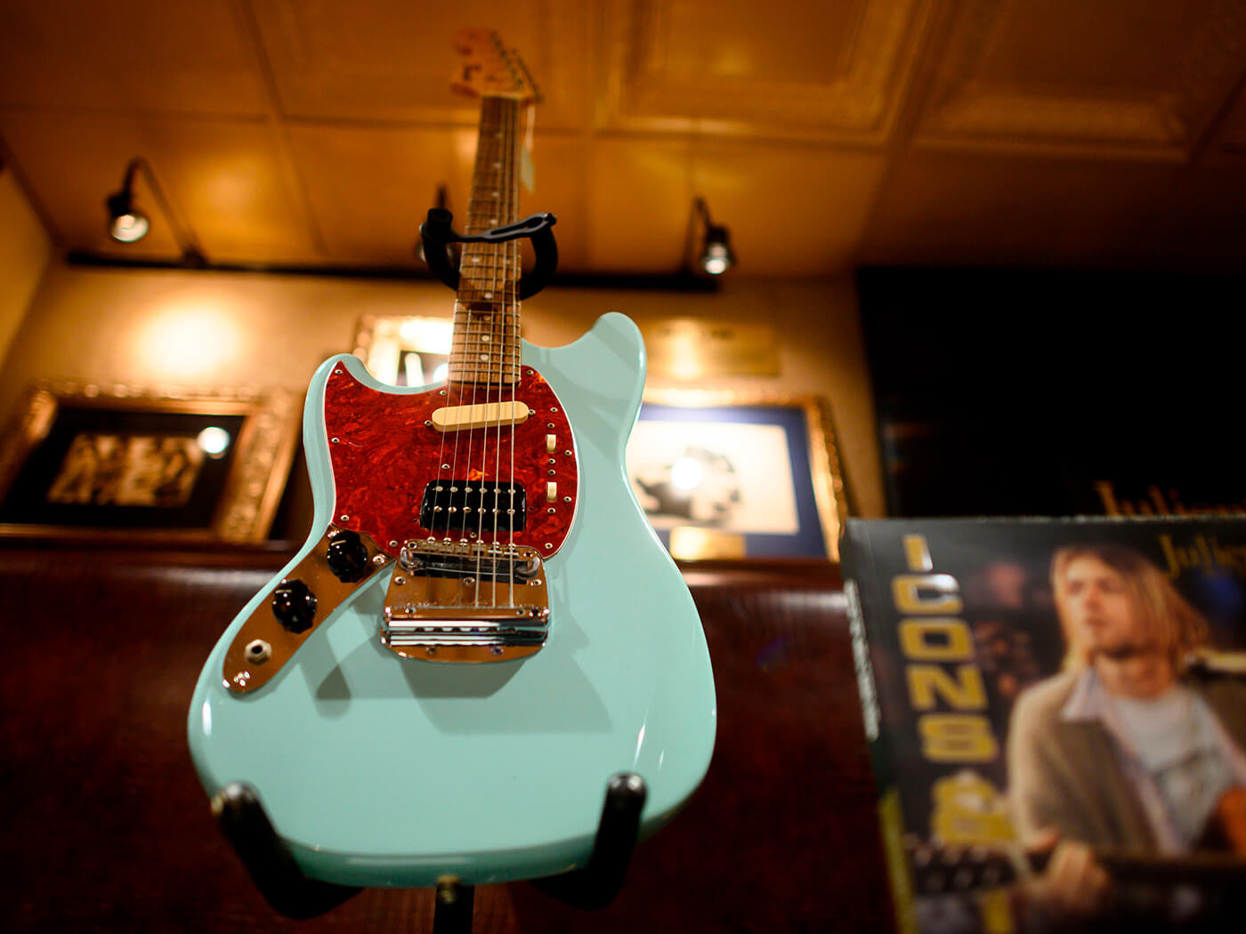 Kurt Cobain’s Fender Mustang 'Sky Stang 1' on display