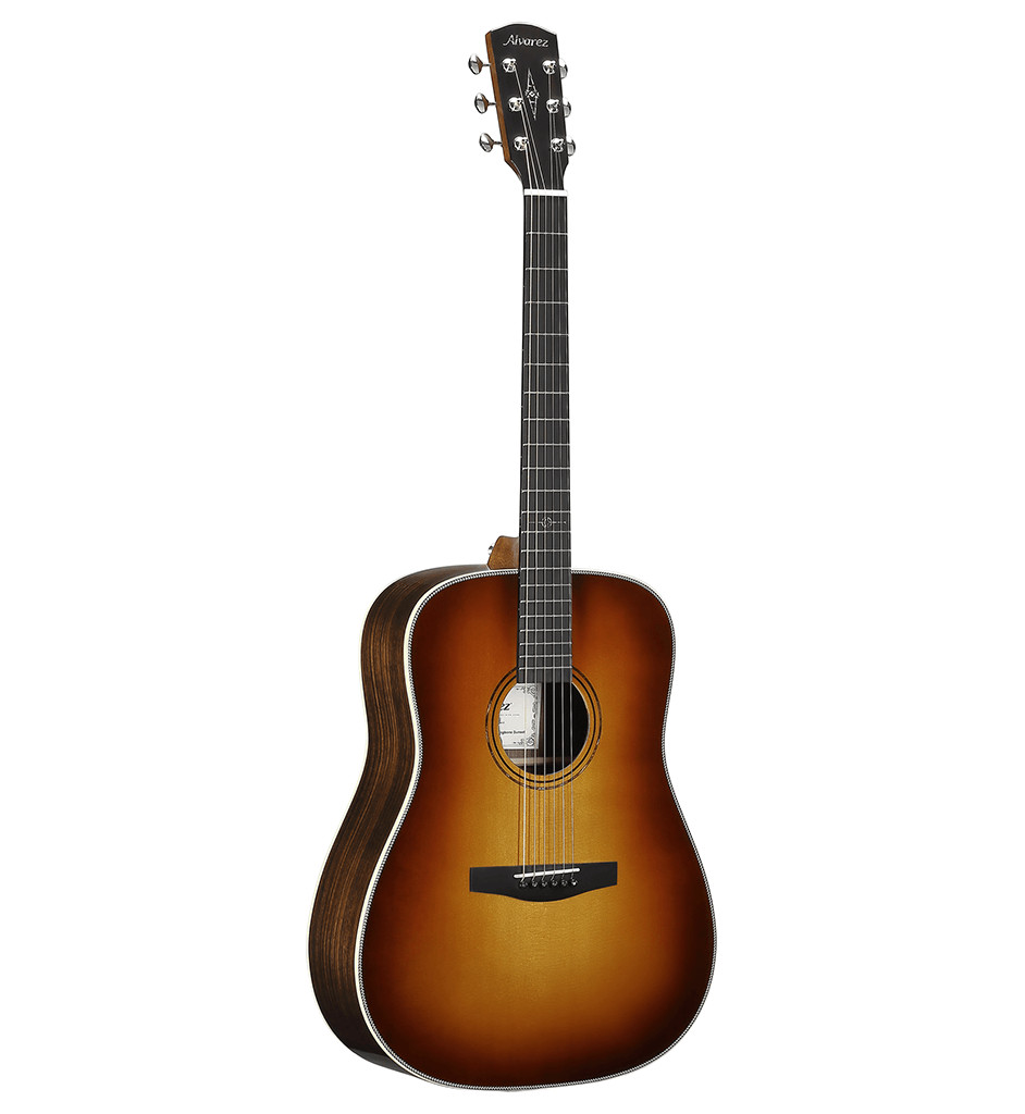 Alvarez LD70e Herringbone Sunset Laureate Dreadnought acoustic-electric guitar, laureate dreadnought with herringbone and sunset finish.