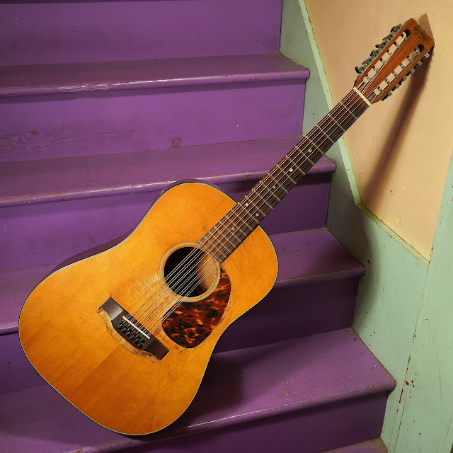 Vintage Harmony H1260 12-String Guitar Headstock with Slotted Design