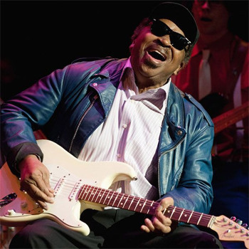 Matt "Guitar" Murphy performing live, showcasing his signature guitar style and stage presence.
