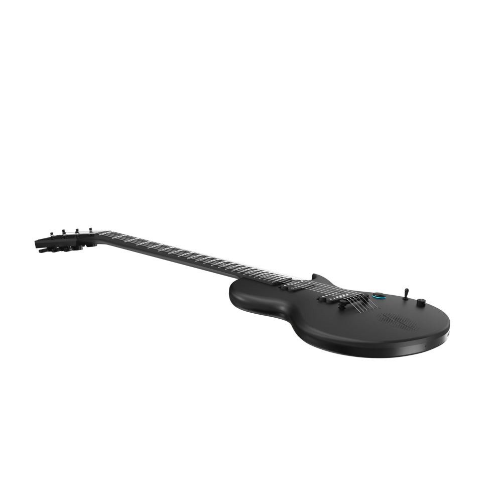 The back of the Nova Go Sonic Black guitar, demonstrating its carbon fiber body material
