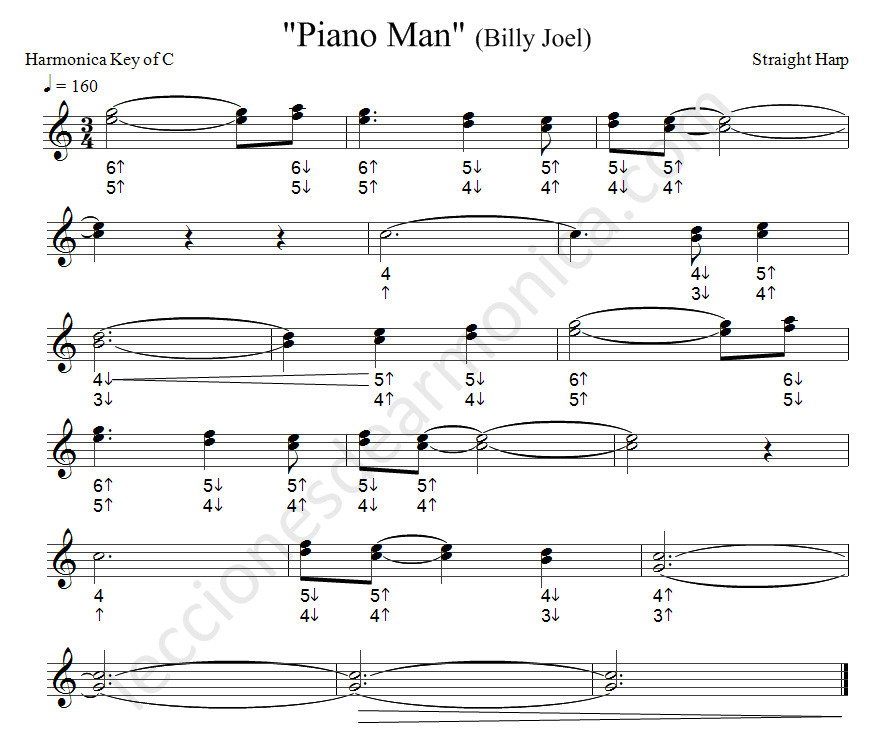 piano man harmonica sheet music