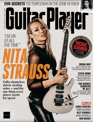 Nita Strauss featured on the cover of Guitar Player Magazine October 2023 issue