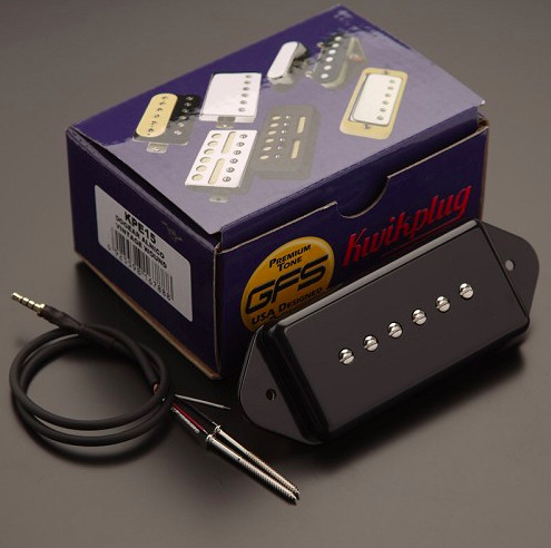 GFS Kwik Plug connectors, showcasing the solderless connection system for easy guitar pickup installation.