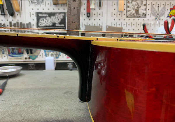 Full view of the Gibson Dove guitar upon arrival, highlighting its overall condition