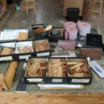 Guitar workshop with various guitar bodies and necks