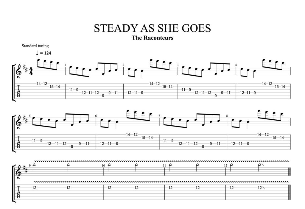 Steady As She Goes Guitar Solo Tab by The Raconteurs